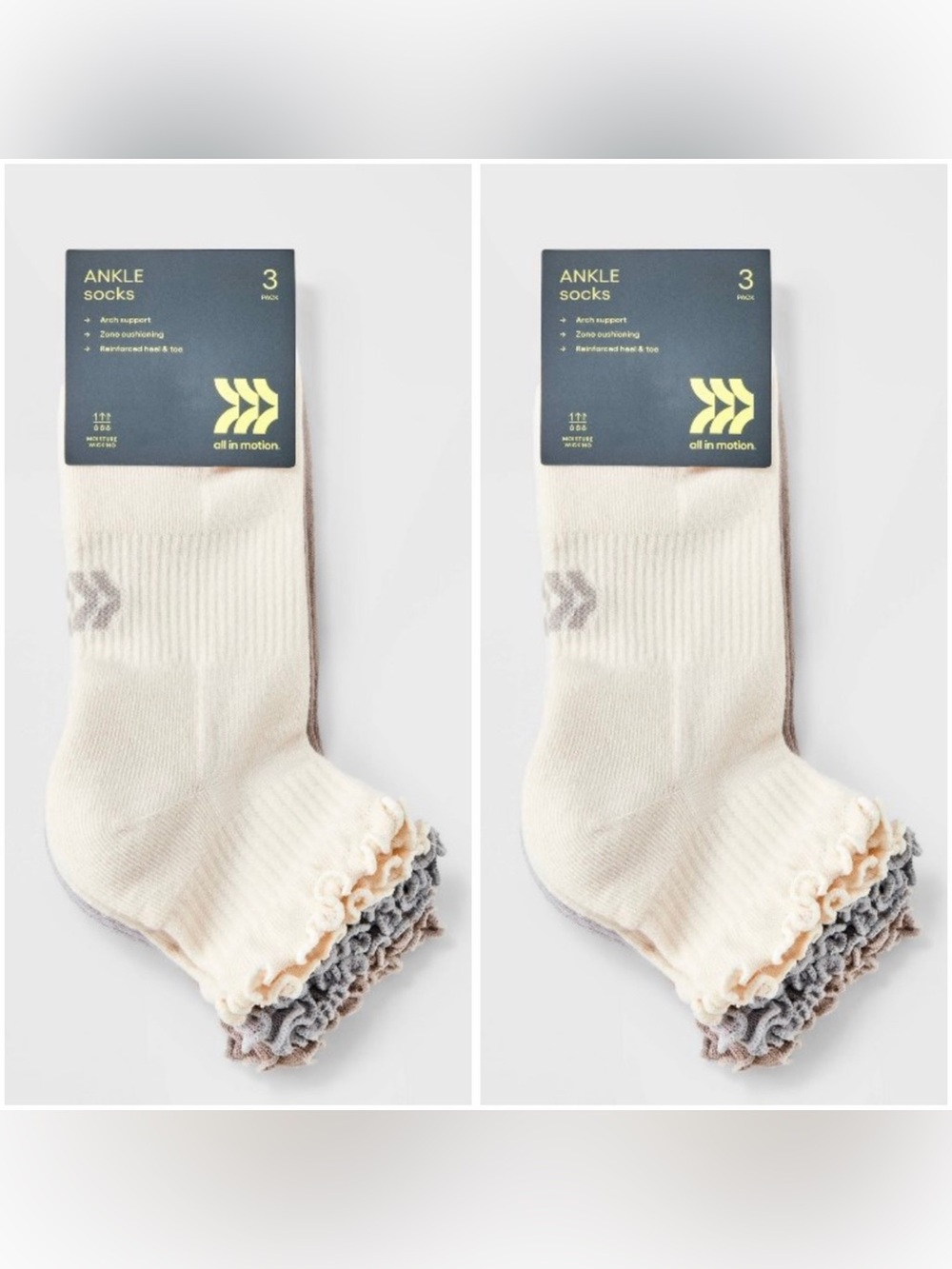 Women's Cushioned Ruffle Ankle Socks - All In Motion •6 Pairs•